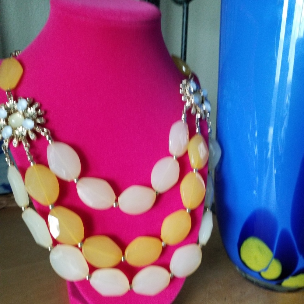 Yellow and White State Necklace #203